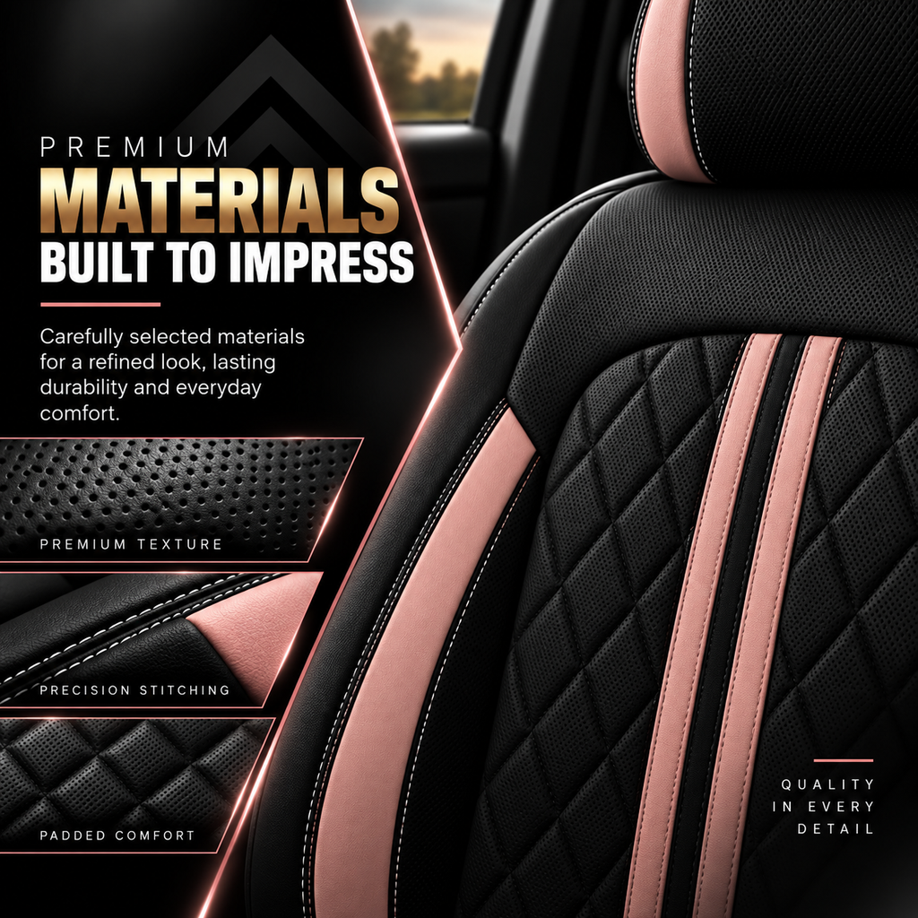 Car Seat Covers – Waterproof Set, Front & Rear, Pink & Black  | Brackridge