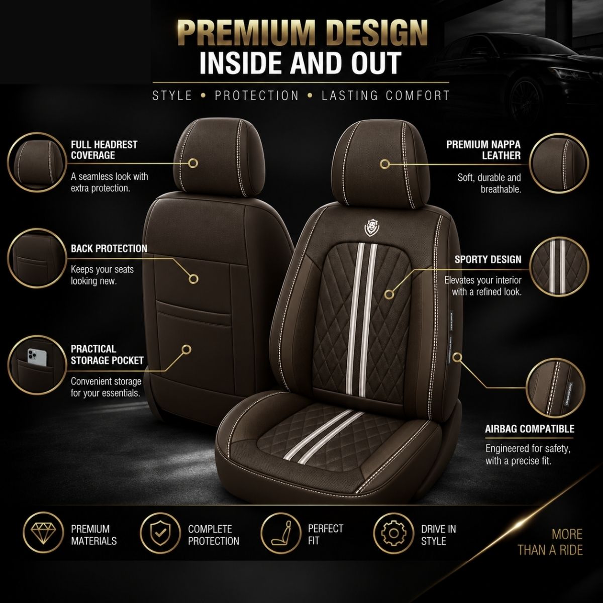 Car Seat Covers – Waterproof Set, Front & Rear, Coffee  | Brackridge