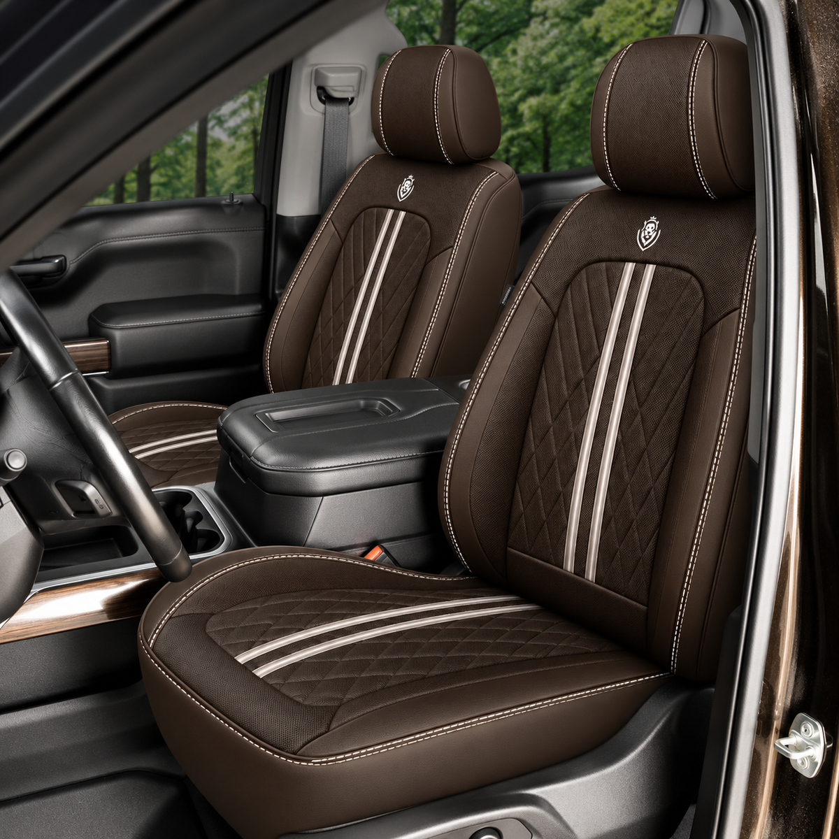 Car Seat Covers – Waterproof Set, Front & Rear, Coffee  | Brackridge