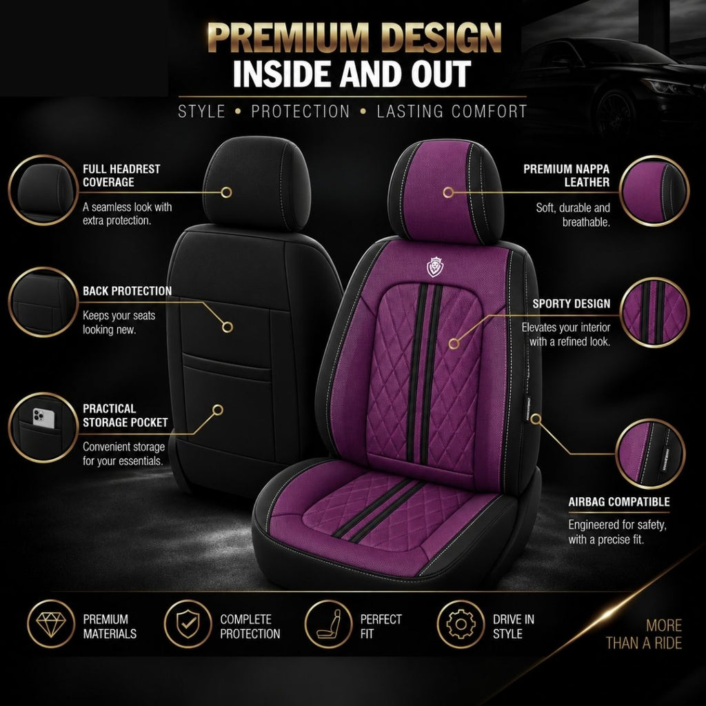 Car Seat Covers – Waterproof Set, Front & Rear, Purple  | Brackridge