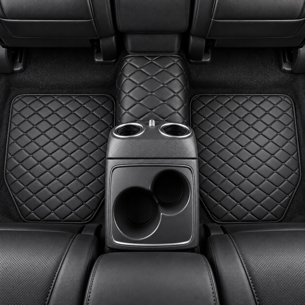 Universal Car Floor Mats Black – 5 Piece PU Leather Waterproof Interior Protector Set