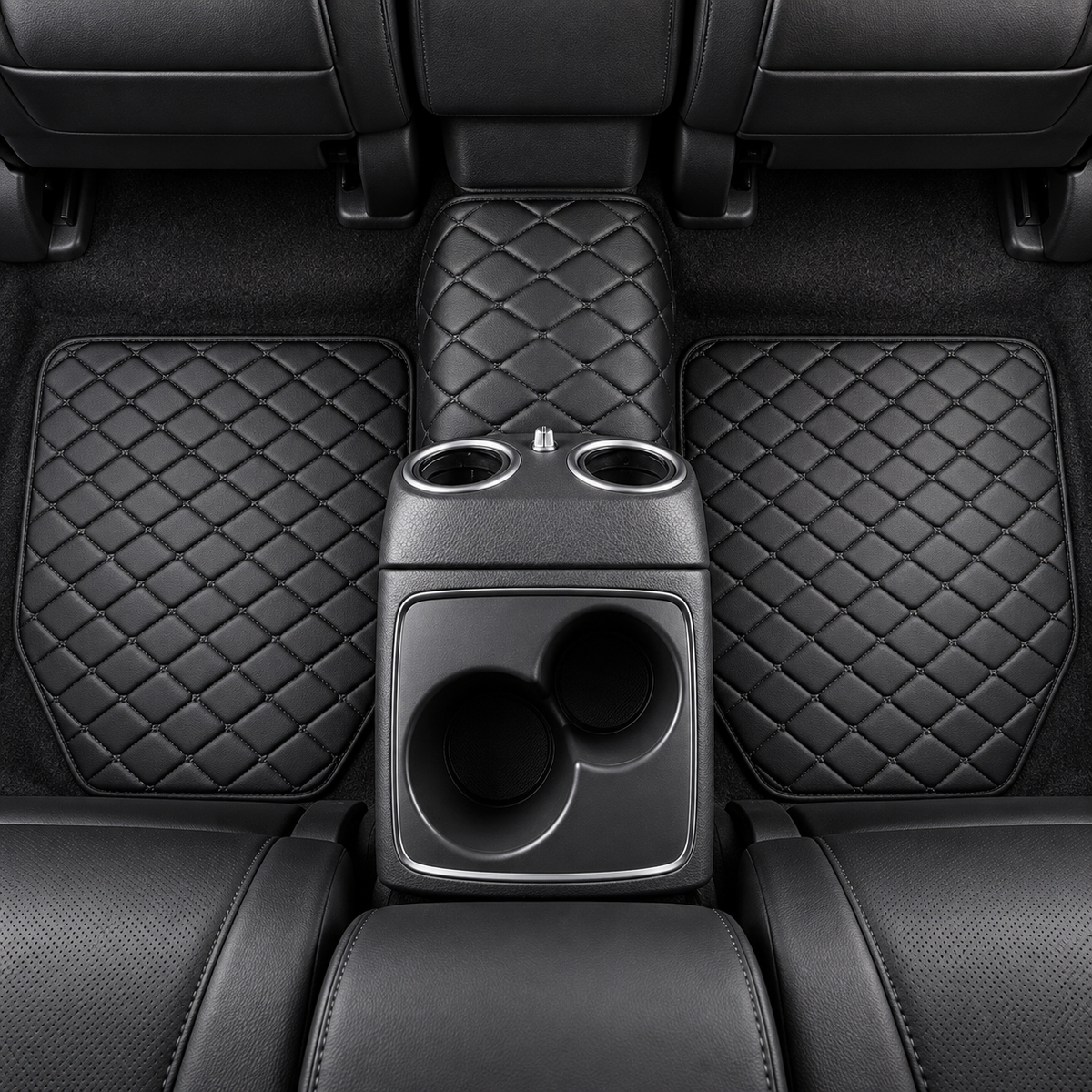 Universal Car Floor Mats Black – 5 Piece PU Leather Waterproof Interior Protector Set