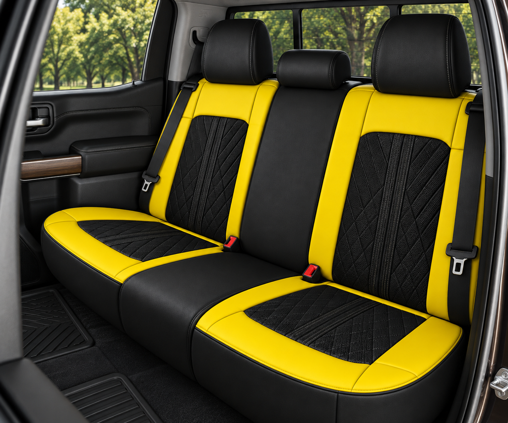 Car Seat Covers – Waterproof Set, Front & Rear, Black & Yellow  | Brackridge