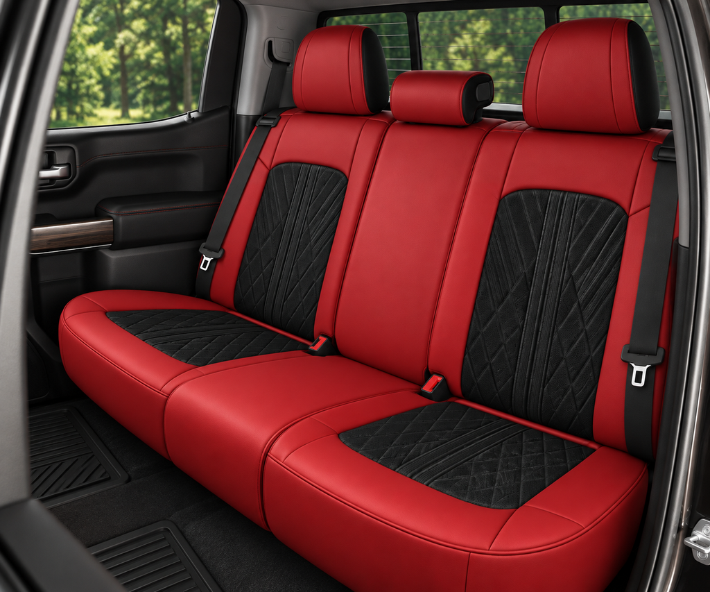 Car Seat Covers – Waterproof Set, Front & Rear,  Black & Red  | Brackridge