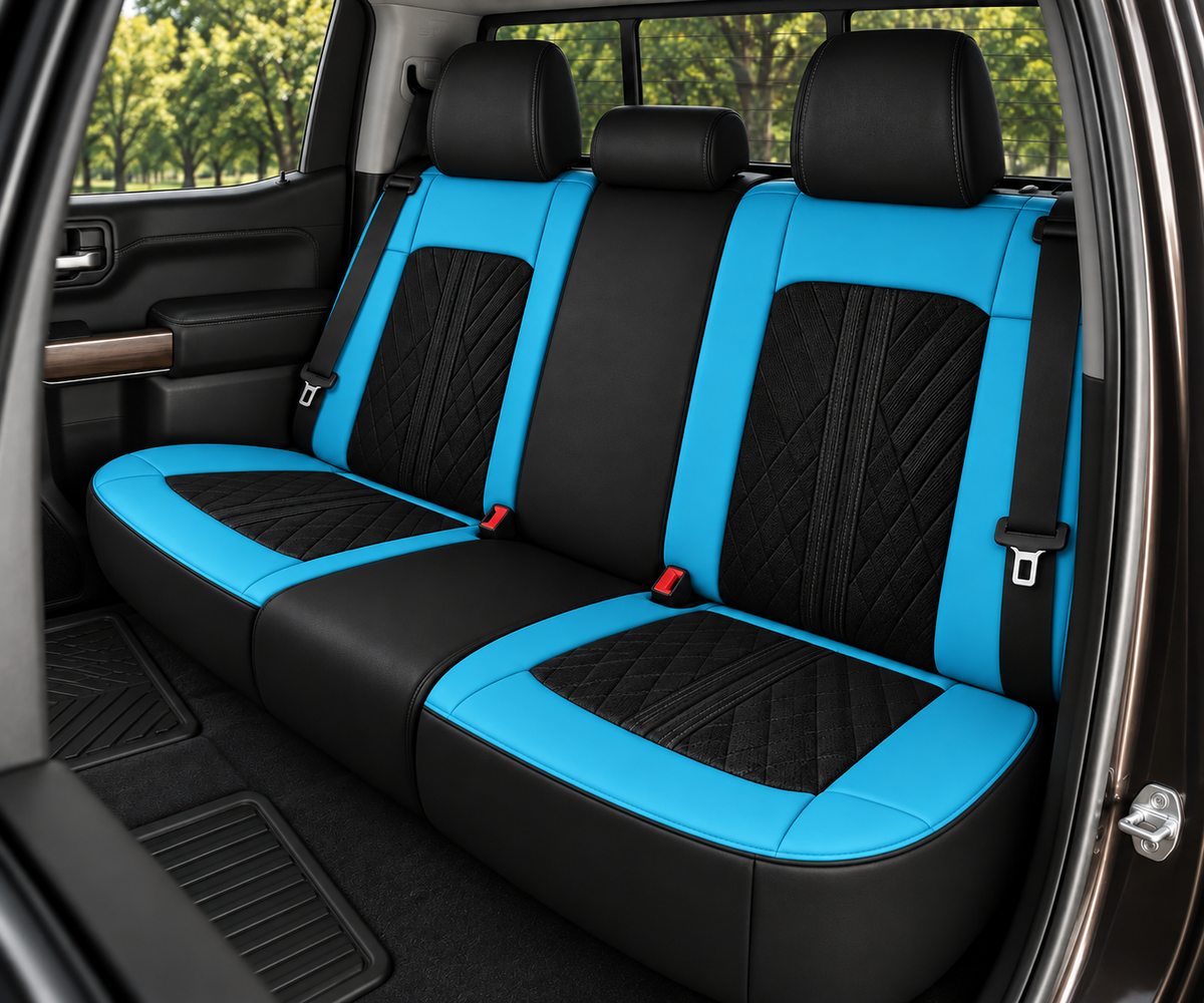 Car Seat Covers – Waterproof Set, Front & Rear, Cyan Blue  | Brackridge