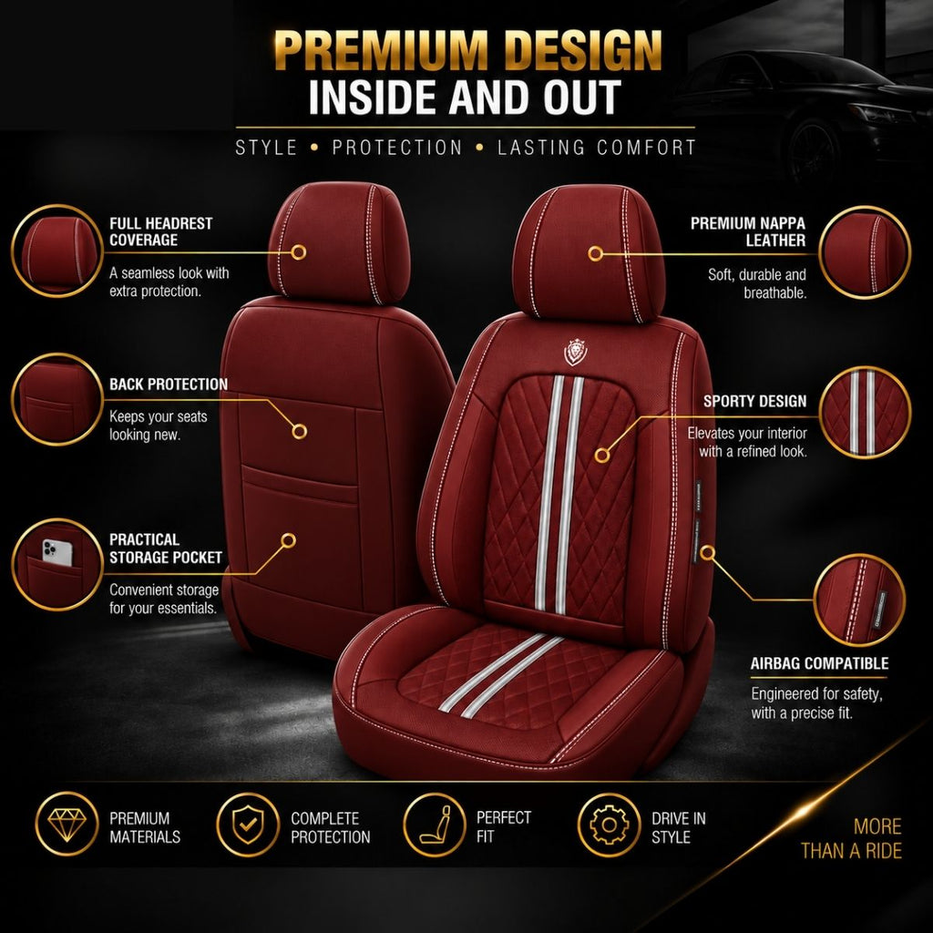 Car Seat Covers – Waterproof Set, Front & Rear, Burgundy  | Brackridge