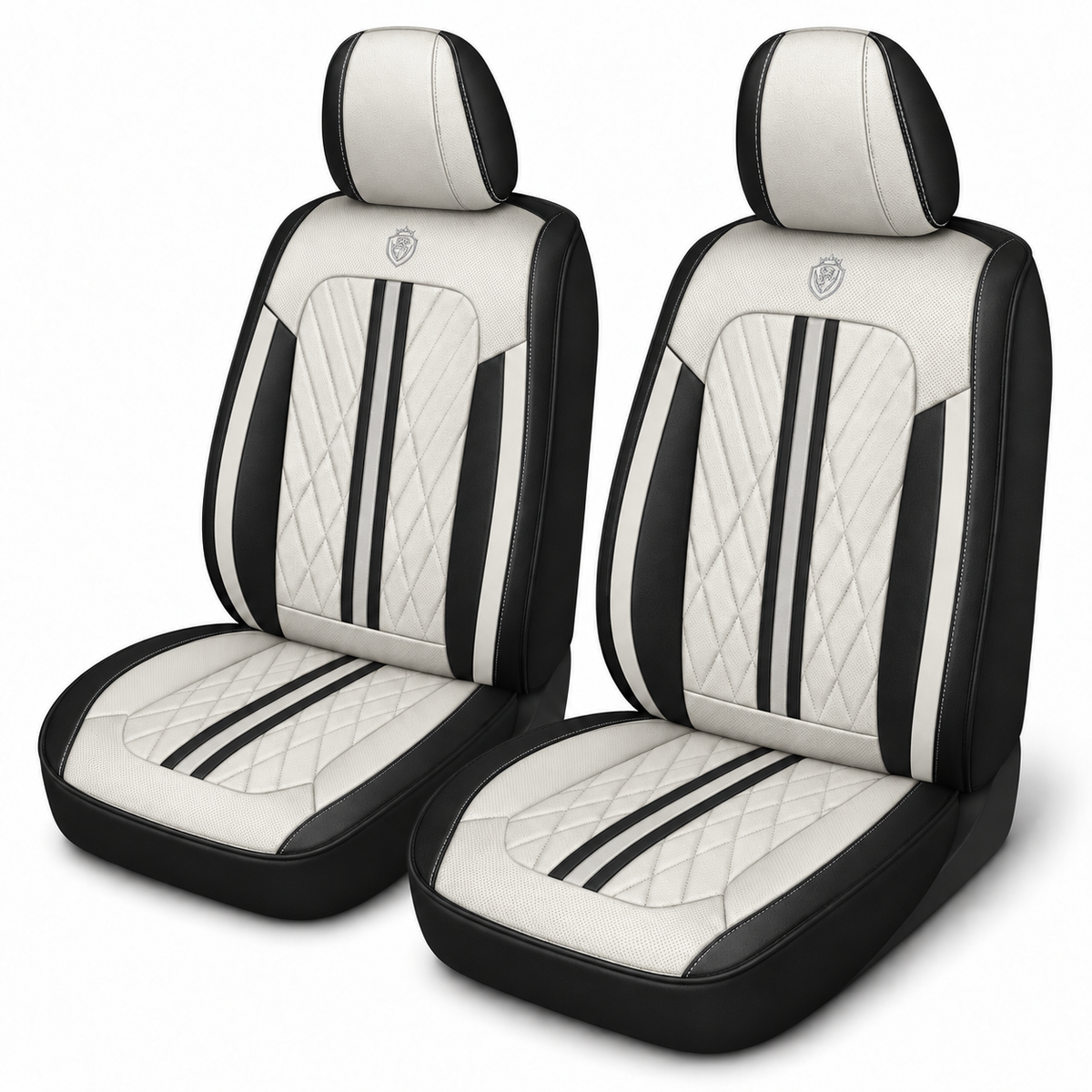 Car Seat Covers – Waterproof Set, Front & Rear, White & Black | Brackridge